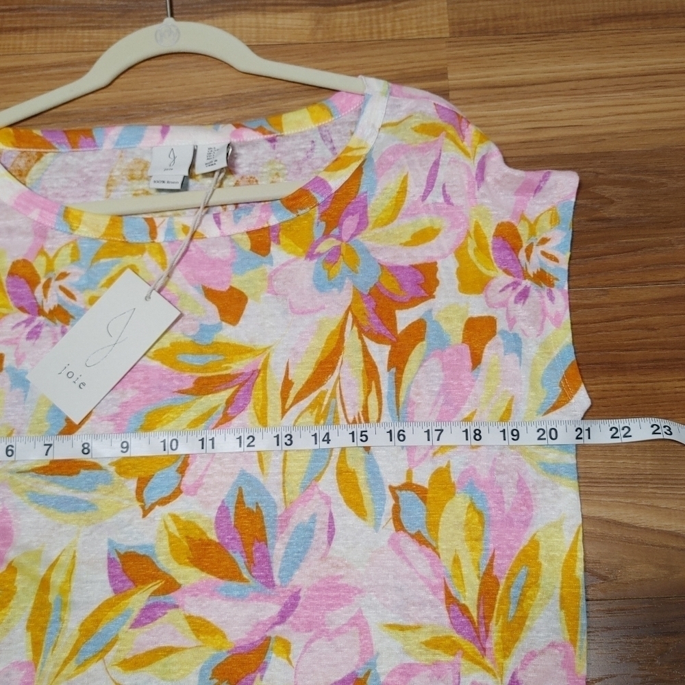 Joie Floral 100% Linen Short Sleeve Top Size Small - Picture 3 of 9